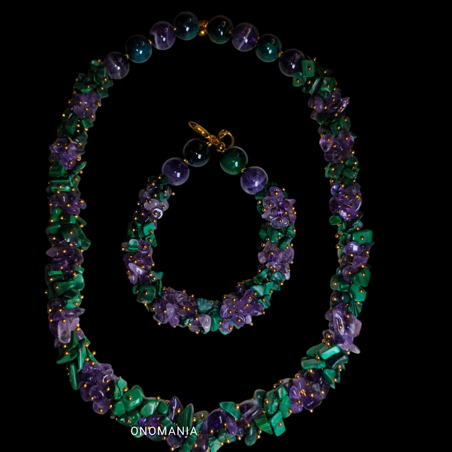 Water & Earth Valentine's Harmony - Love's Balance in Amethyst and Malachite