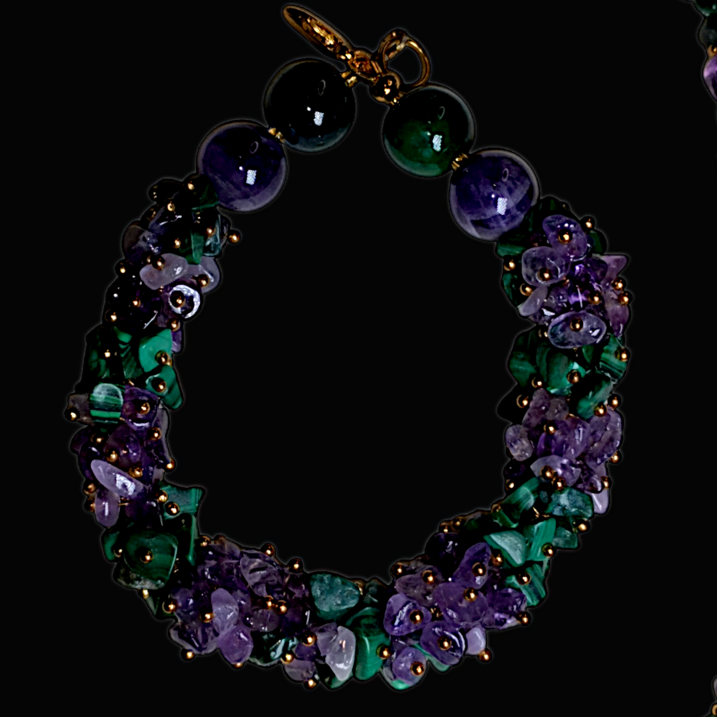 Water & Earth Valentine's Harmony - Love's Balance in Amethyst and Malachite